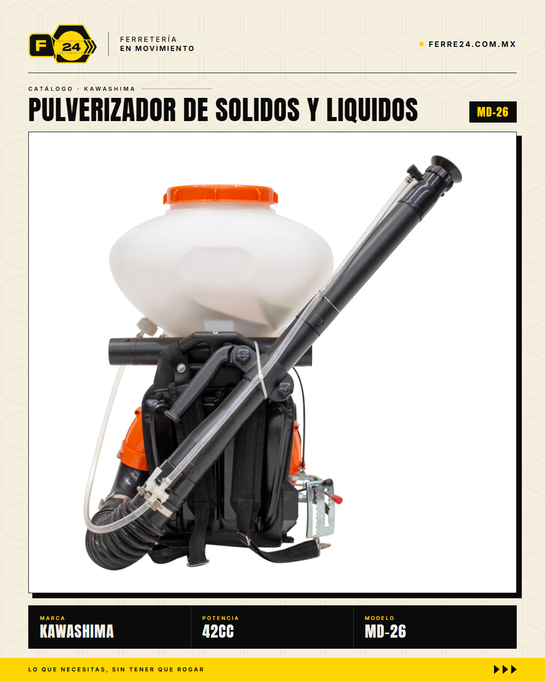 Pulverizador Kawashima 42 cc — Sólidos y Líquidos, Tanque de 26 L · sec_004