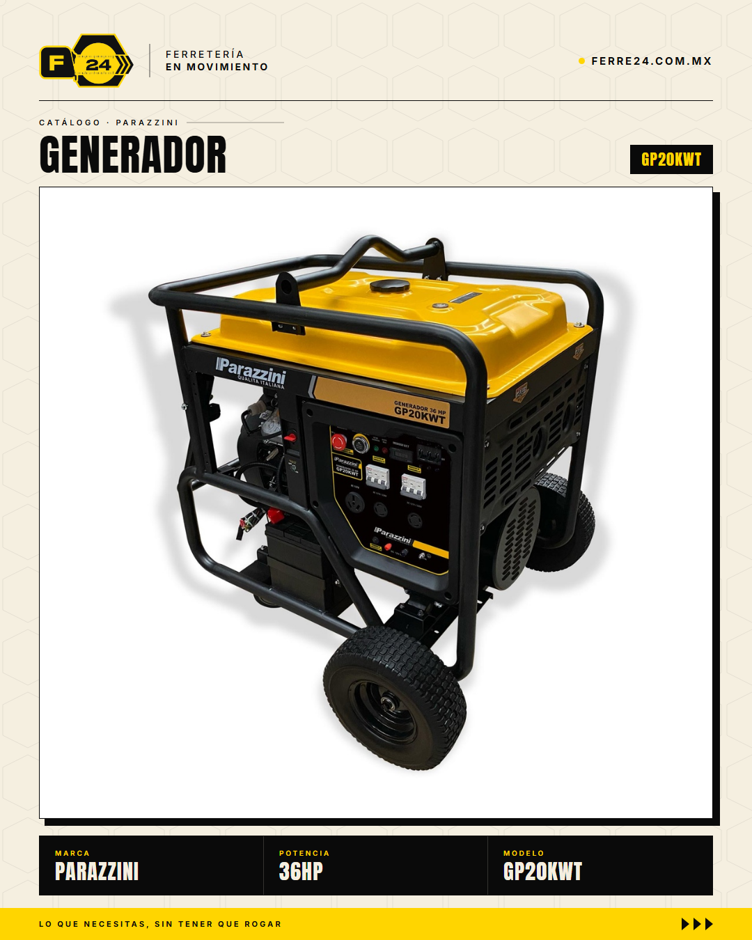 Generador Parazzini 20 kW Gasolina V-Twin 36 HP — GP20KWT · sec_004