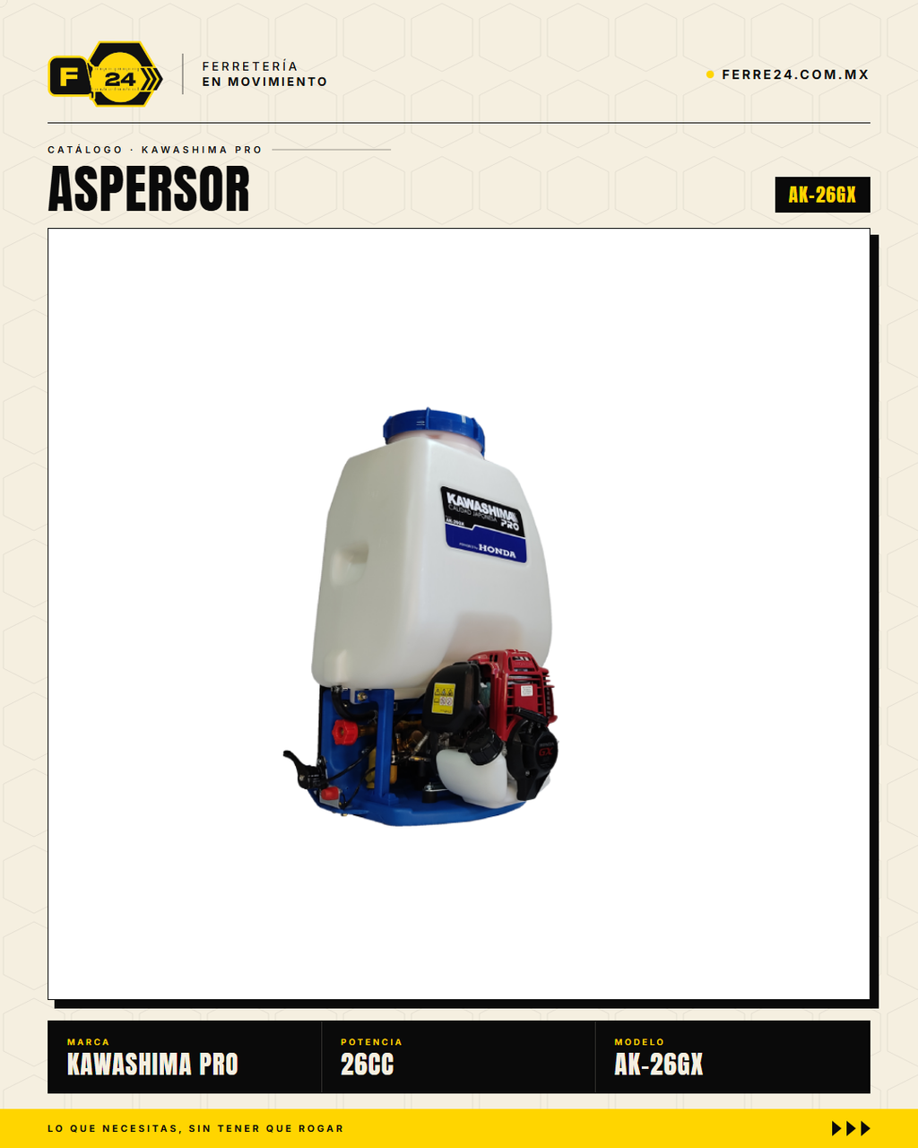 Aspersor de Mochila 26 cc — Motor Honda GX25, Tanque de 25 L · sec_004