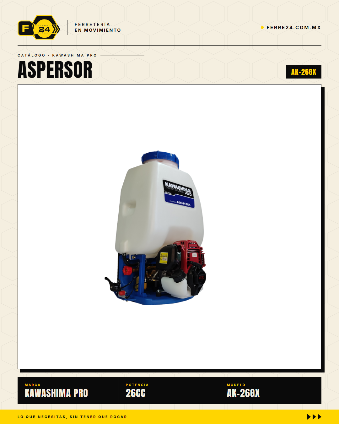 Aspersor de Mochila 26 cc — Motor Honda GX25, Tanque de 25 L · sec_004