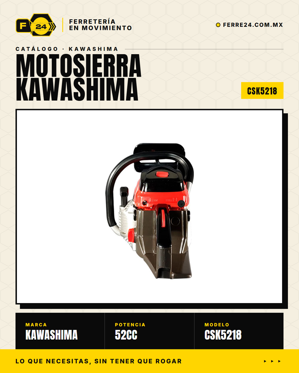 Motosierra Kawashima 52 cc — detalle 4