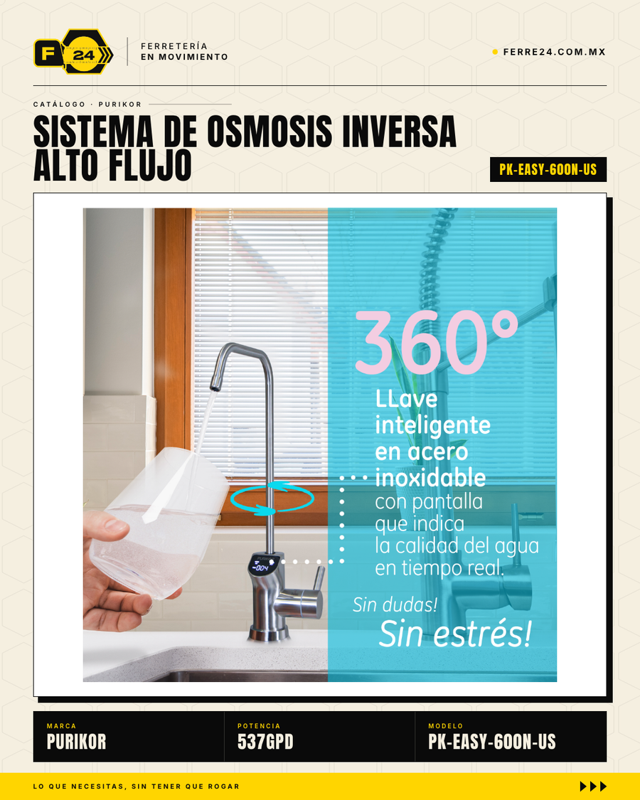 Sistema Ósmosis Inversa PURIKOR 537 GPD — 4 Etapas Sin Tanque · sec_004