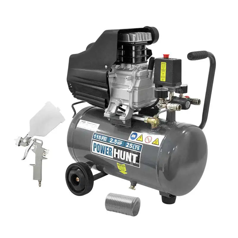 Compresor Power Hunt 25L — vista de manómetros