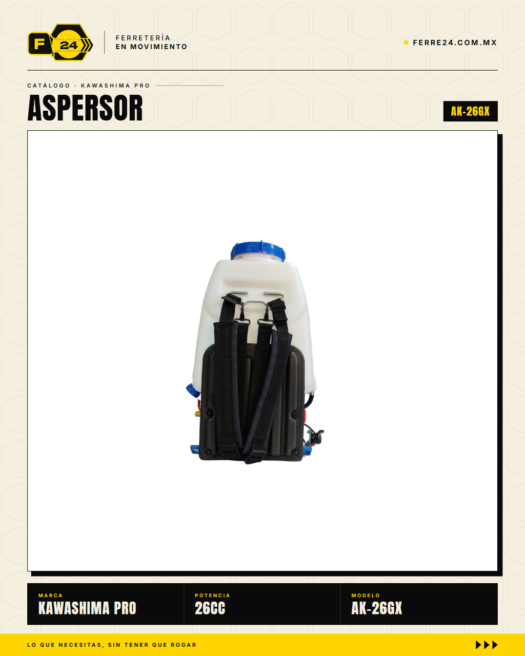 Aspersor de Mochila 26 cc — Motor Honda GX25, Tanque de 25 L · sec_005
