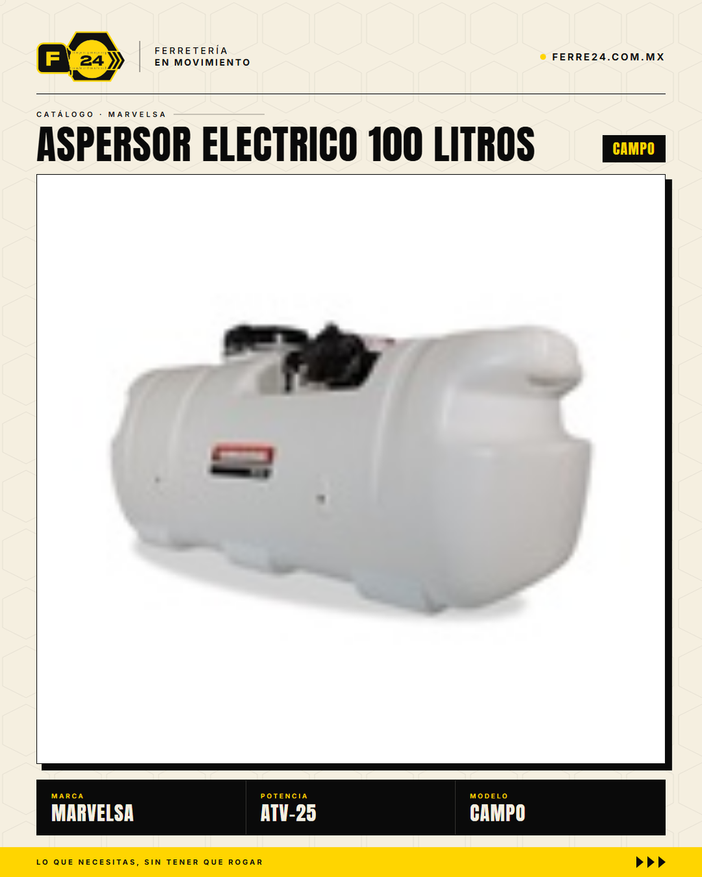Kawashima ATV-25 — Aspersor Eléctrico 100 Litros. Sin ruido. Sin humo. Sin esfuerzo. · sec_005
