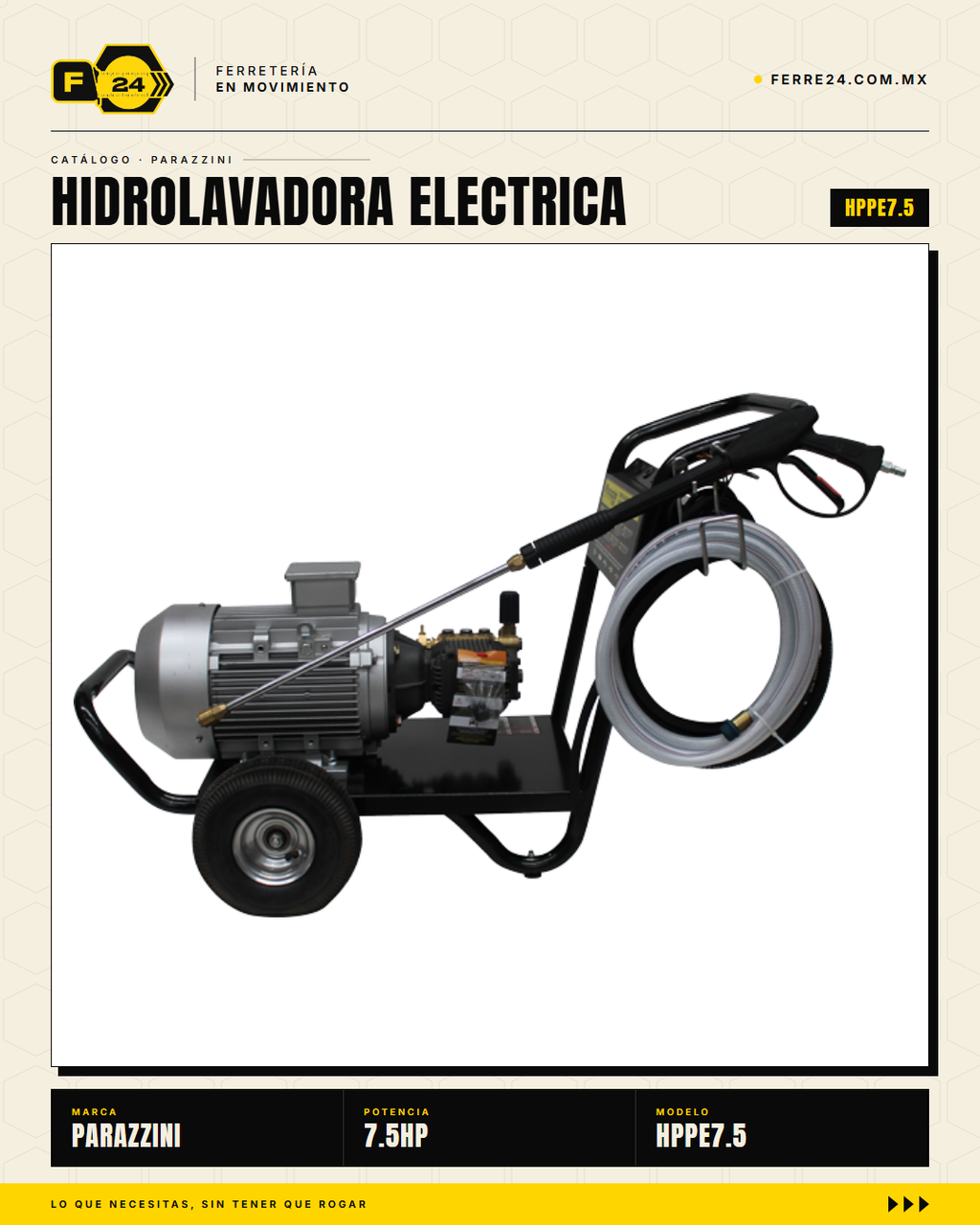 Hidrolavadora Industrial Trifásica 5.5 kW · 3,191 PSI Parazzini Pro · sec_005