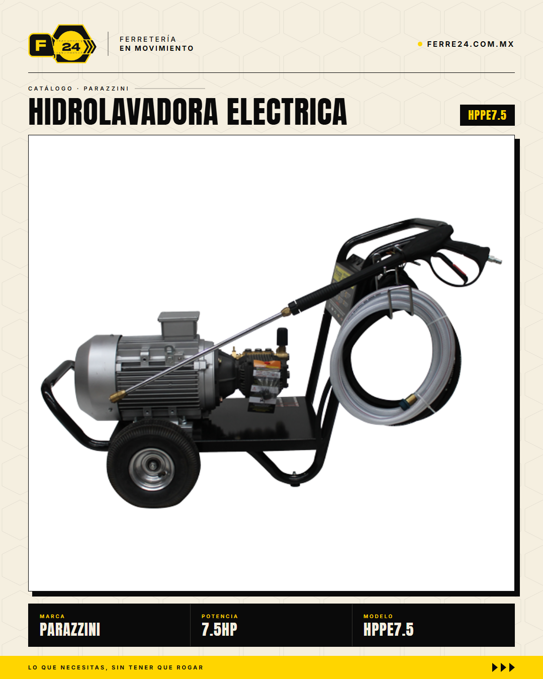 Hidrolavadora Industrial Trifásica 5.5 kW · 3,191 PSI Parazzini Pro · sec_005