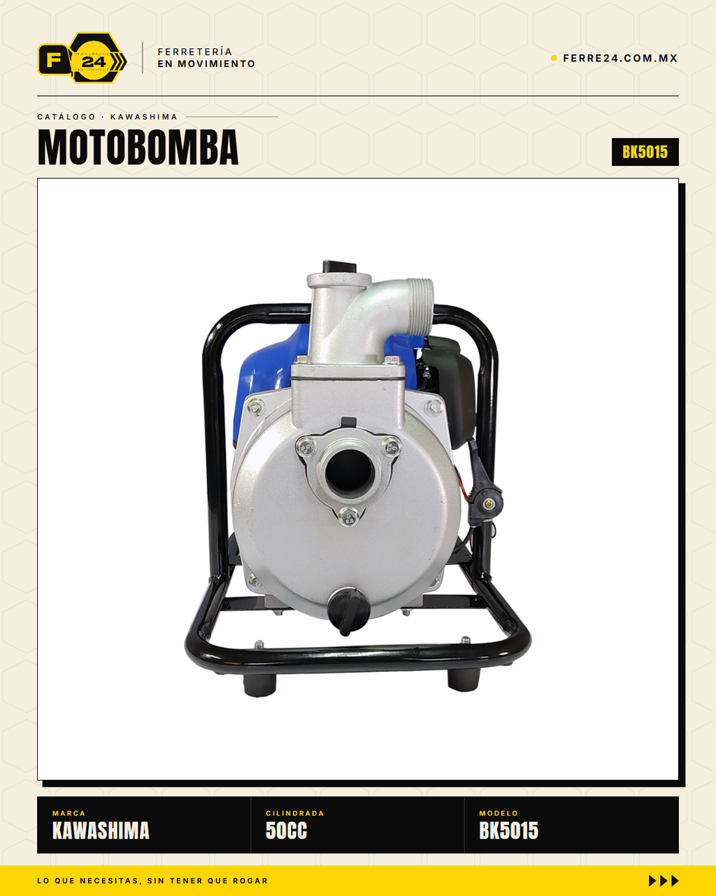 Motobomba Kawashima BK5015 50 cc — 1" y 1.5", 30 m · sec_005