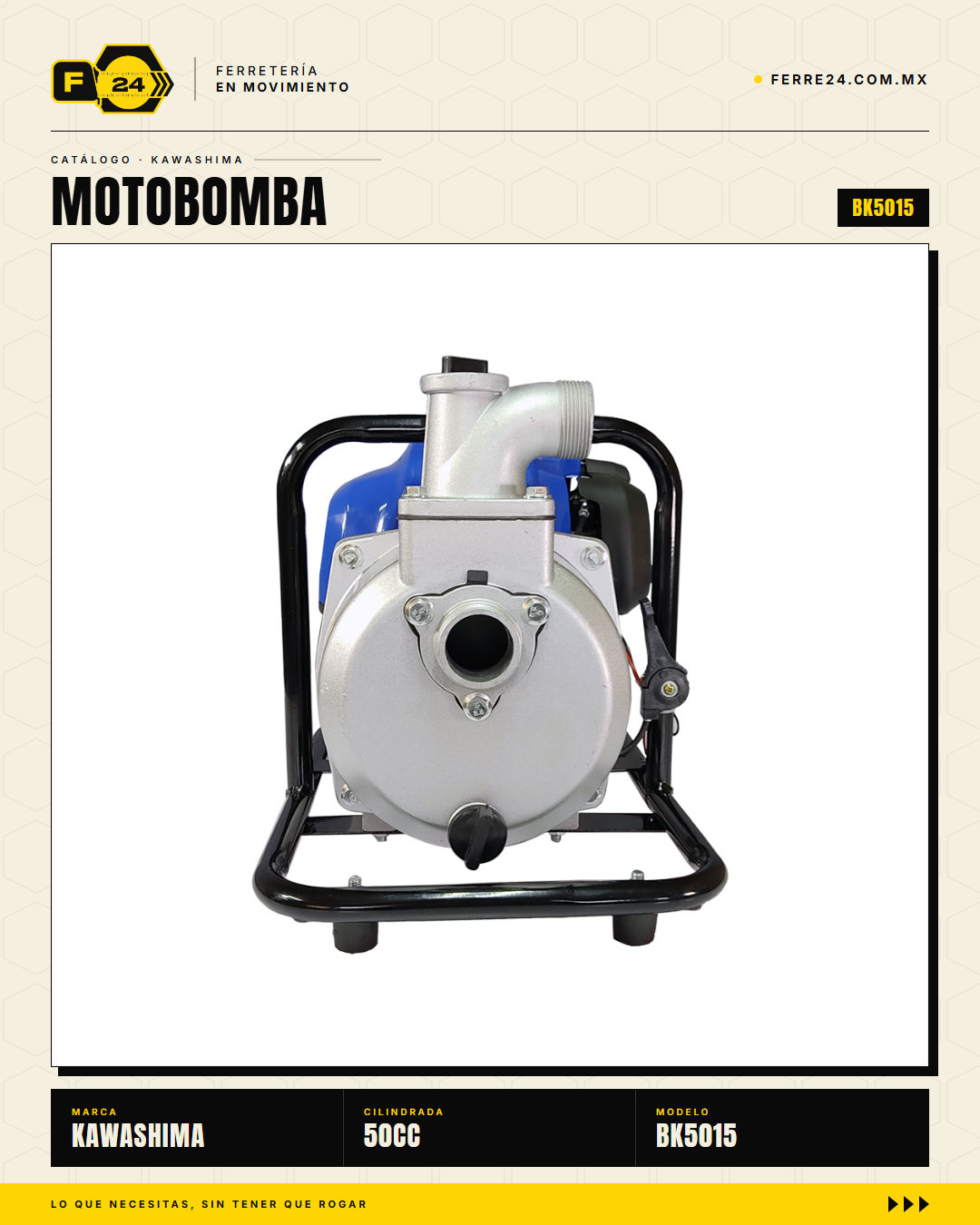 Motobomba Kawashima BK5015 50 cc — 1" y 1.5", 30 m · sec_005