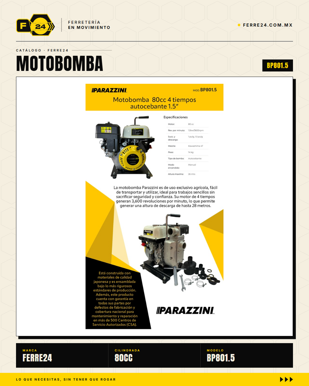 Motobomba Autocebante 80 cc — 1.5", 14 kg · sec_005