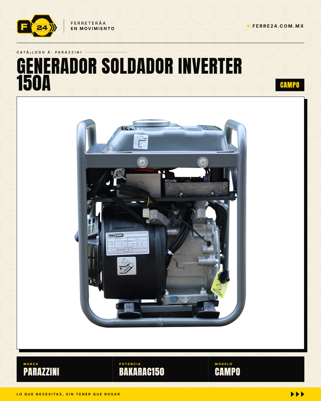 BAKARAC150 — aplicación soldadura en campo sin electricidad