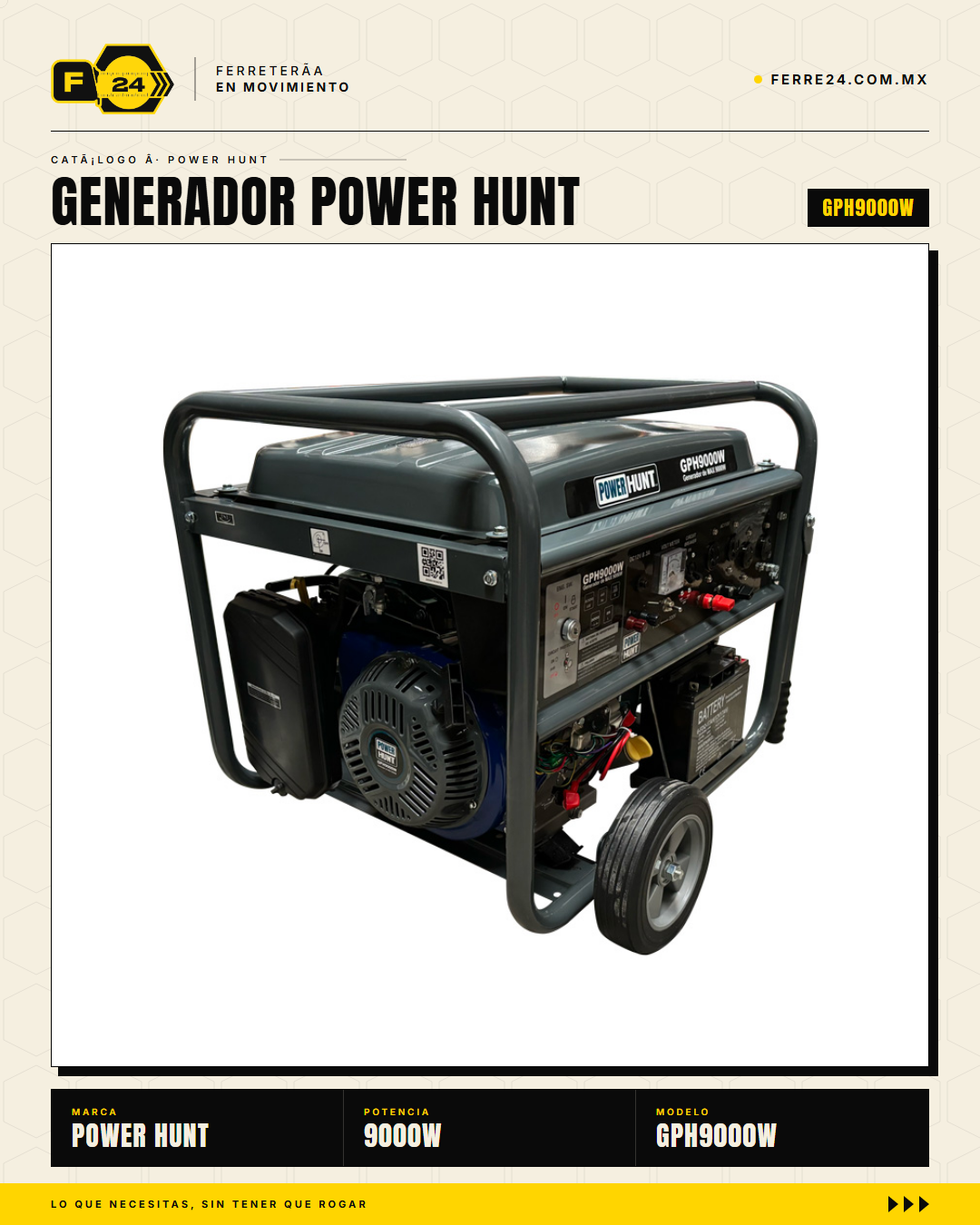 GPH9000W — detalle panel voltímetro y breaker