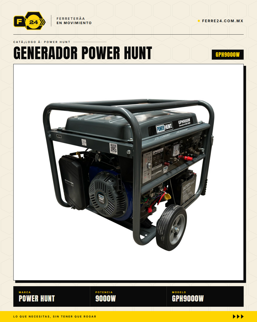 GPH9000W — detalle panel voltímetro y breaker