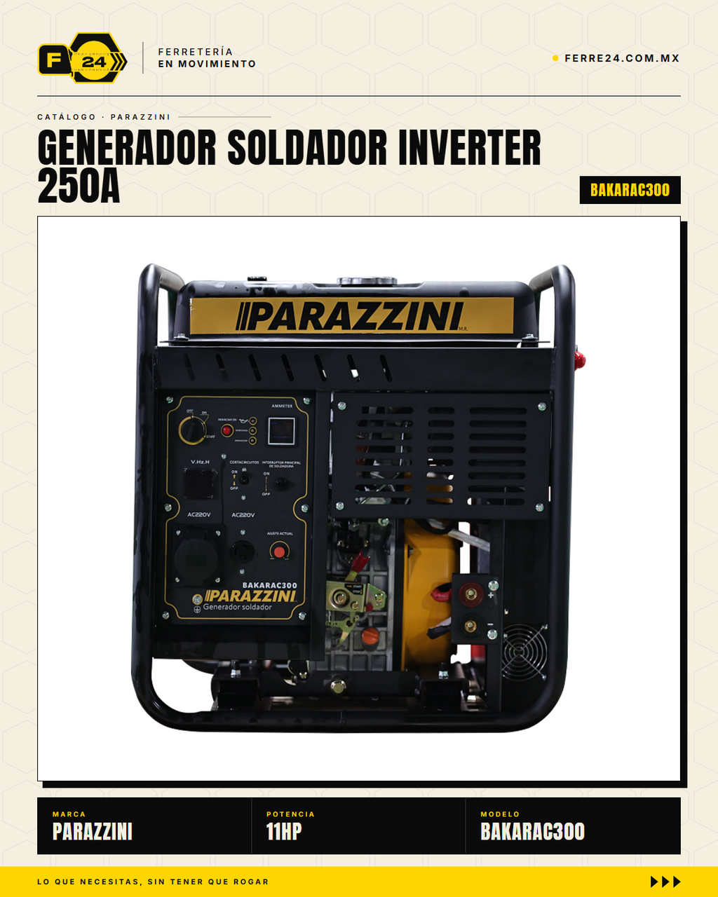 Parazzini BAKARAC300 — Generador Soldador Inverter 250A Gasolina · sec_005