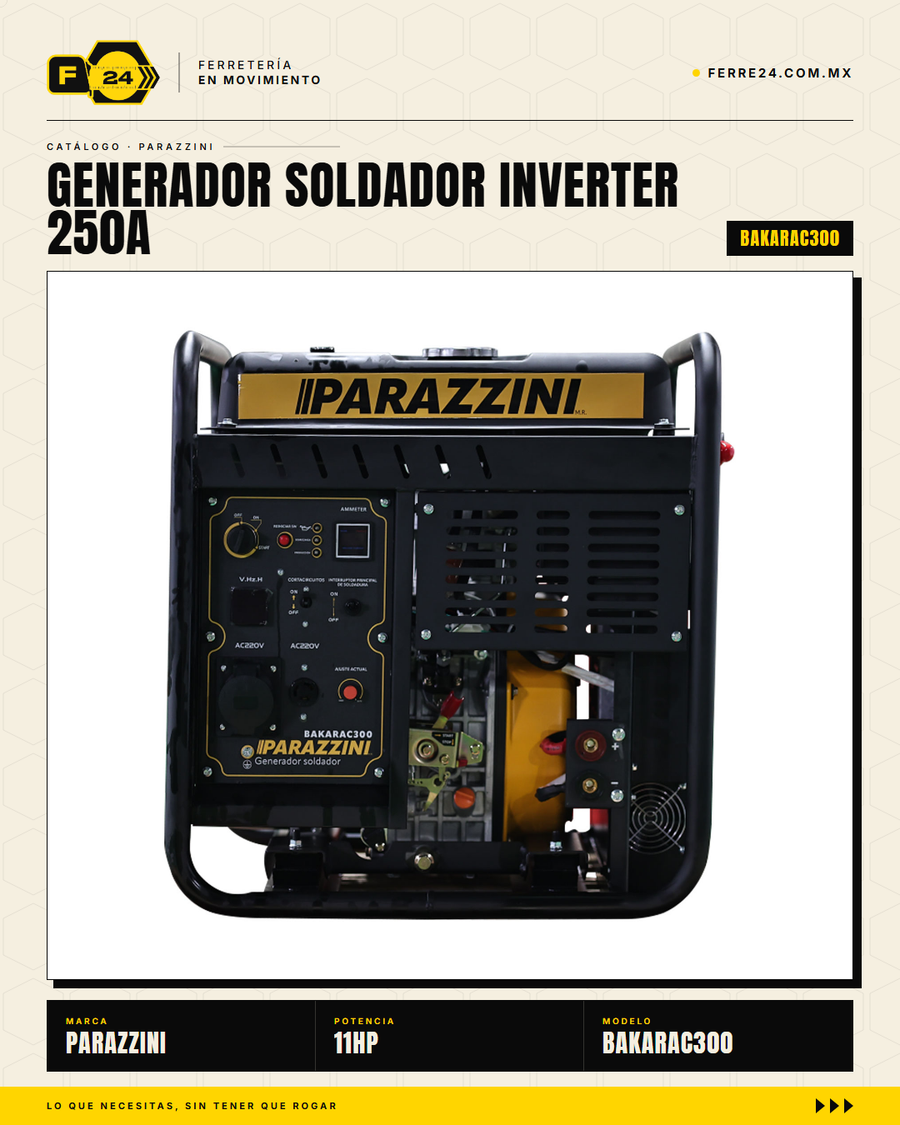 Parazzini BAKARAC300 — Generador Soldador Inverter 250A Gasolina · sec_005