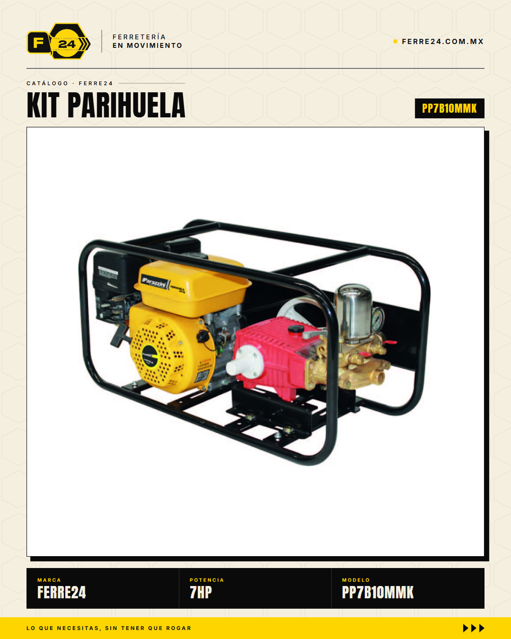Parihuela 7 HP Bronce — 45 L/min, Manguera de 10 mm · sec_005