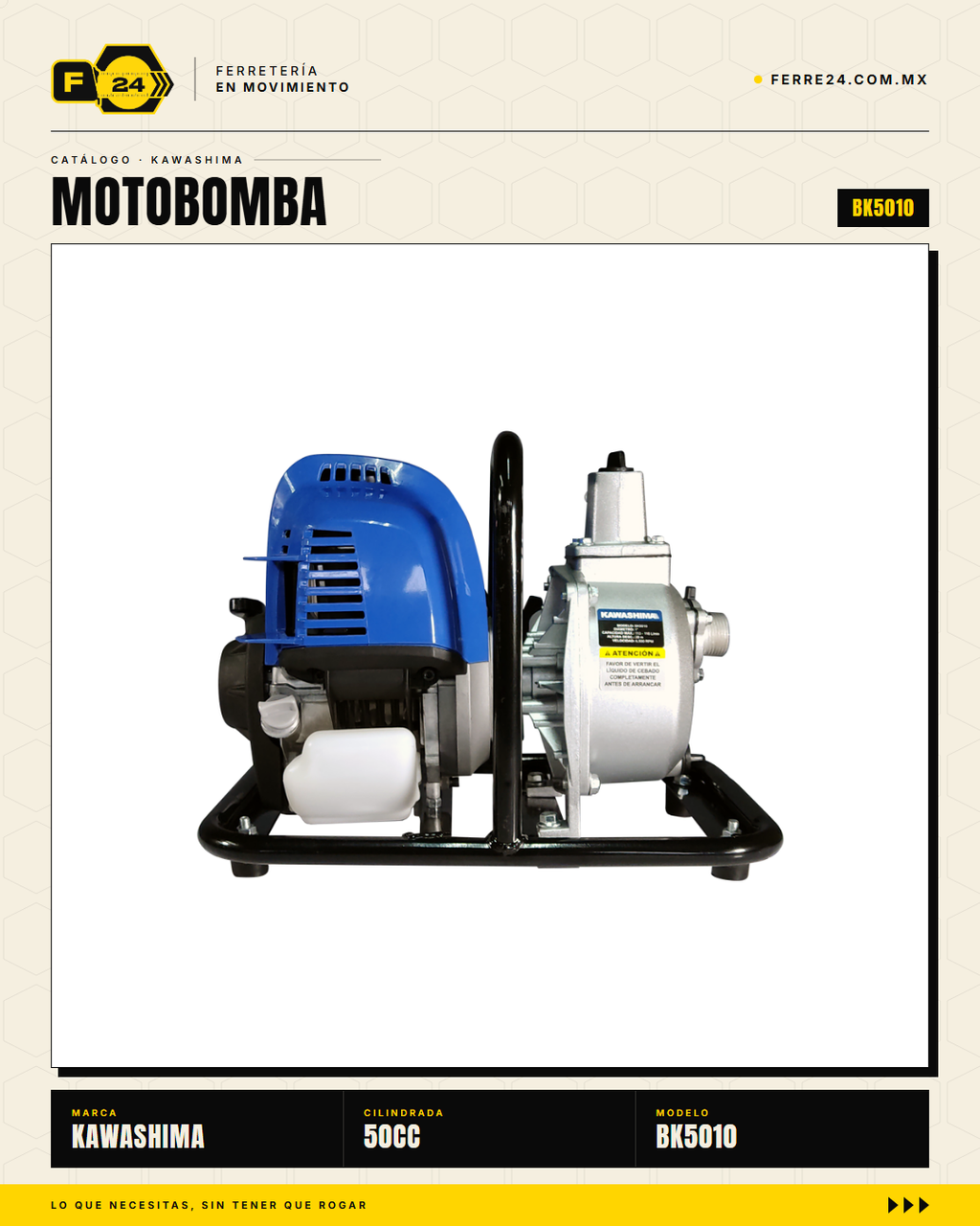 Motobomba Kawashima BK5010 50 cc — 1", 11 kg · sec_005