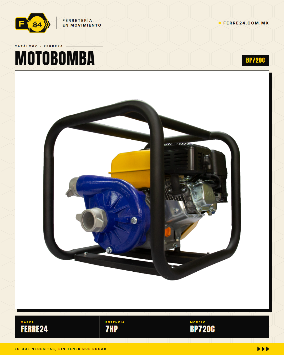 Motobomba Centrífuga 7 HP — 2", 50 m de Altura · sec_005