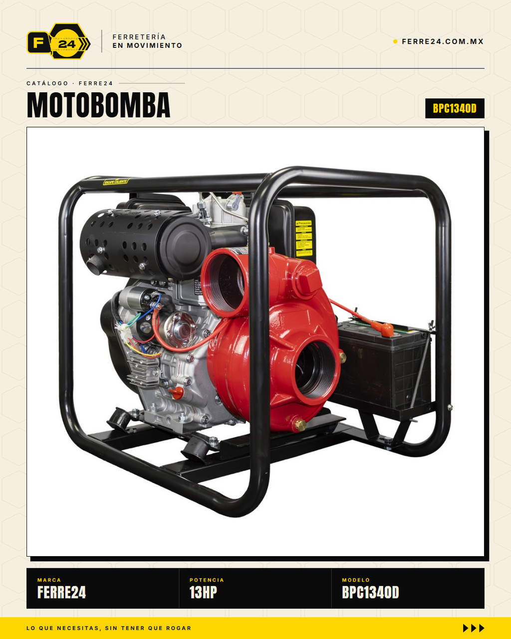 Motobomba Diésel Centrífuga 13 HP — 4", 2,010 L/min · sec_005