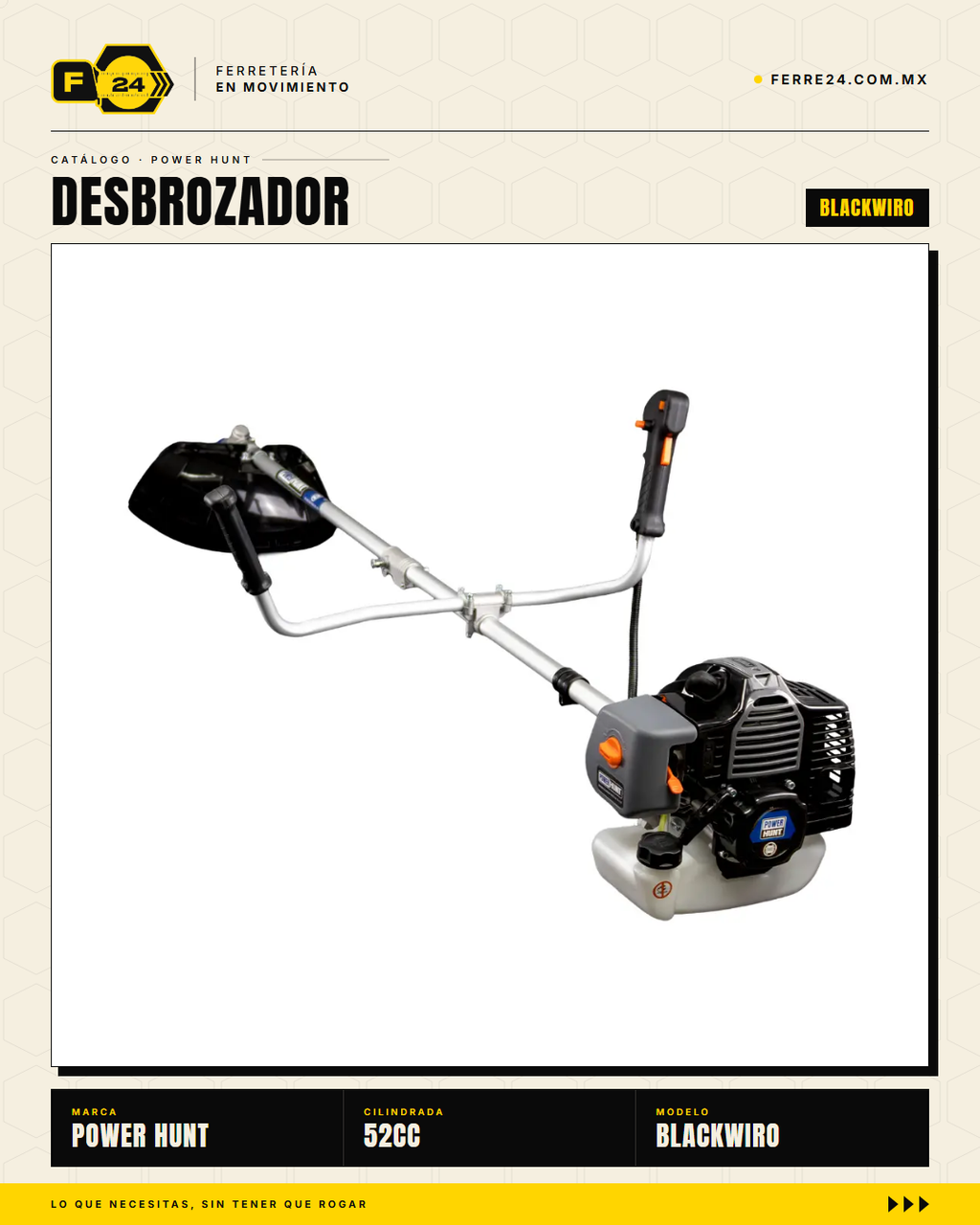 Desbrozadora Power Hunt BLACKWIRO 52 cc — Eje Entero · sec_005