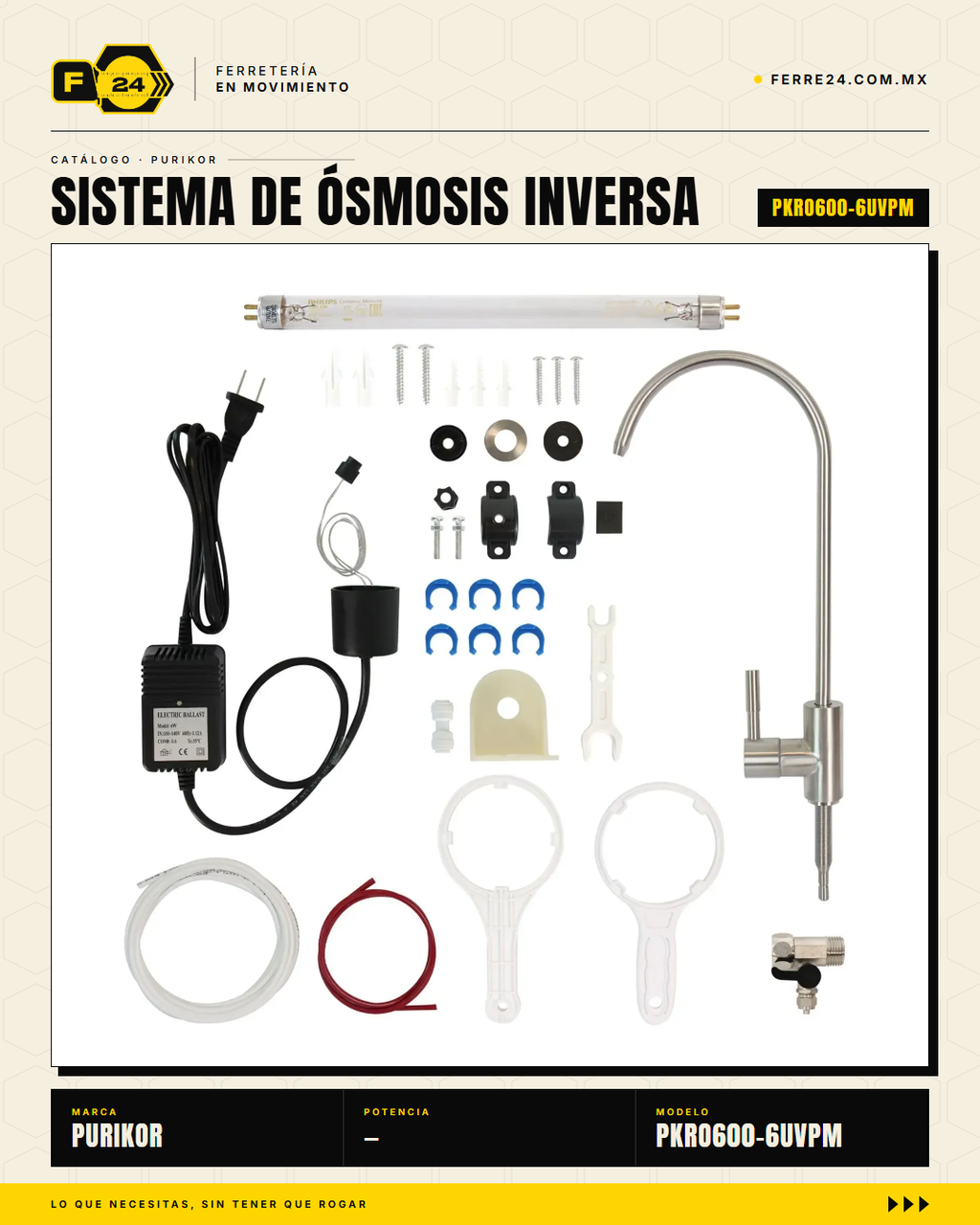 Sistema de Ósmosis Inversa PURIKOR 600 GPD 6 Etapas con UV — PKRO600-6UVPM · sec_005