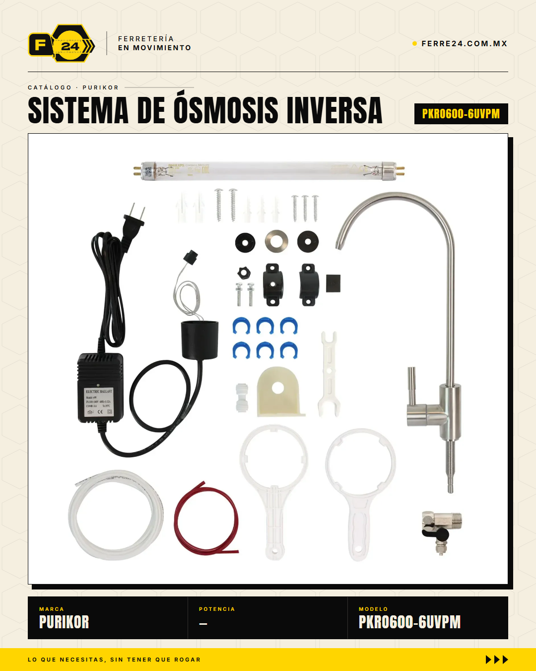 Sistema de Ósmosis Inversa PURIKOR 600 GPD 6 Etapas con UV — PKRO600-6UVPM · sec_005