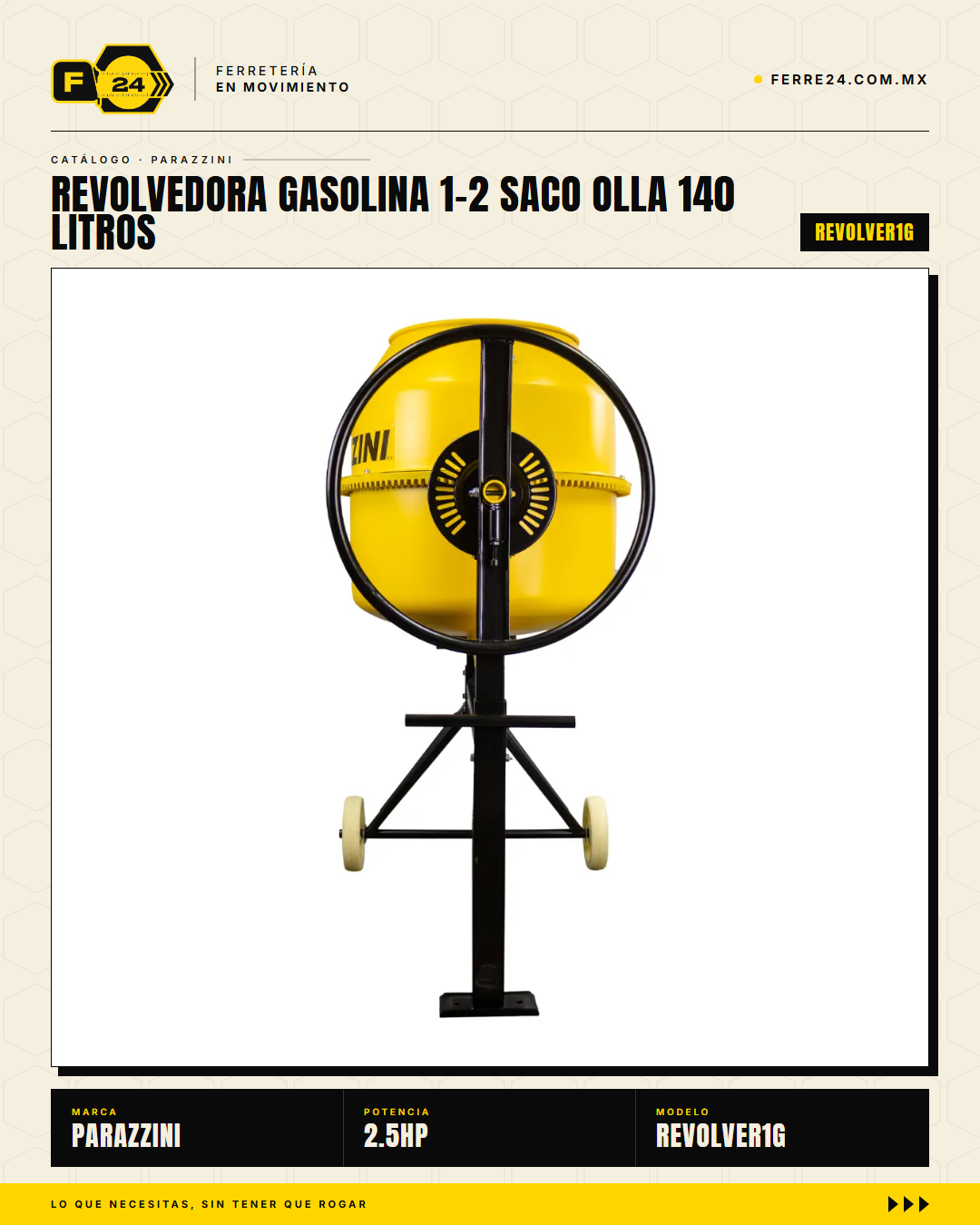 Revolvedora a Gasolina ½ Saco — Olla de 140 L, 2.5 m³/h · sec_005