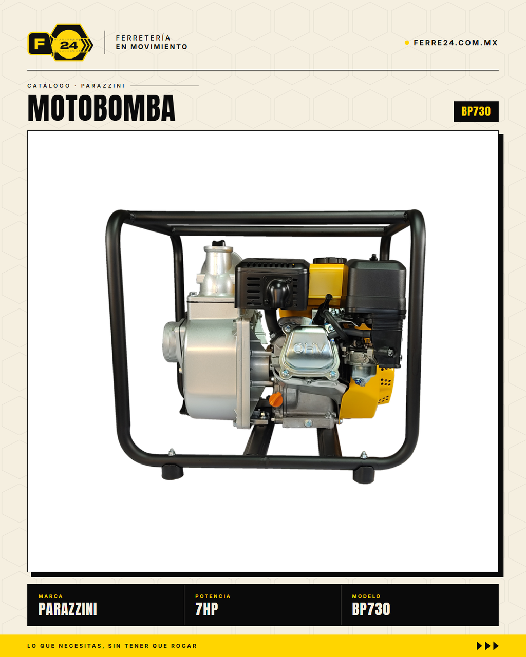 Motobomba Autocebante a Gasolina 7 HP 3" Parazzini BP730 · sec_005