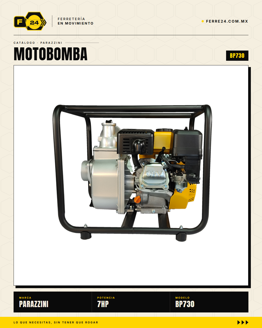 Motobomba Autocebante a Gasolina 7 HP 3" Parazzini BP730 · sec_005