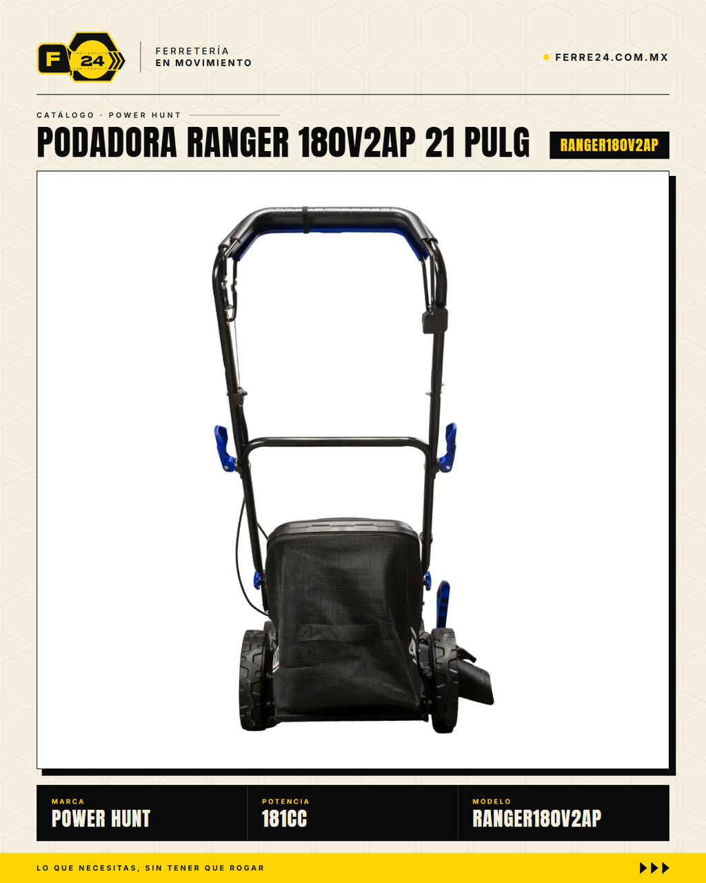 Podadora Autopropulsada 21" — 180 cc, Chasis de Acero y Triturado · sec_005