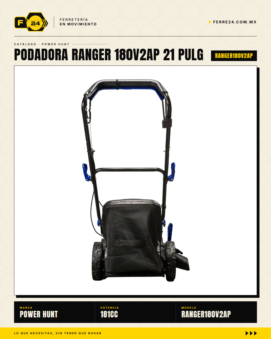 Podadora Autopropulsada 21" — 180 cc, Chasis de Acero y Triturado · sec_005