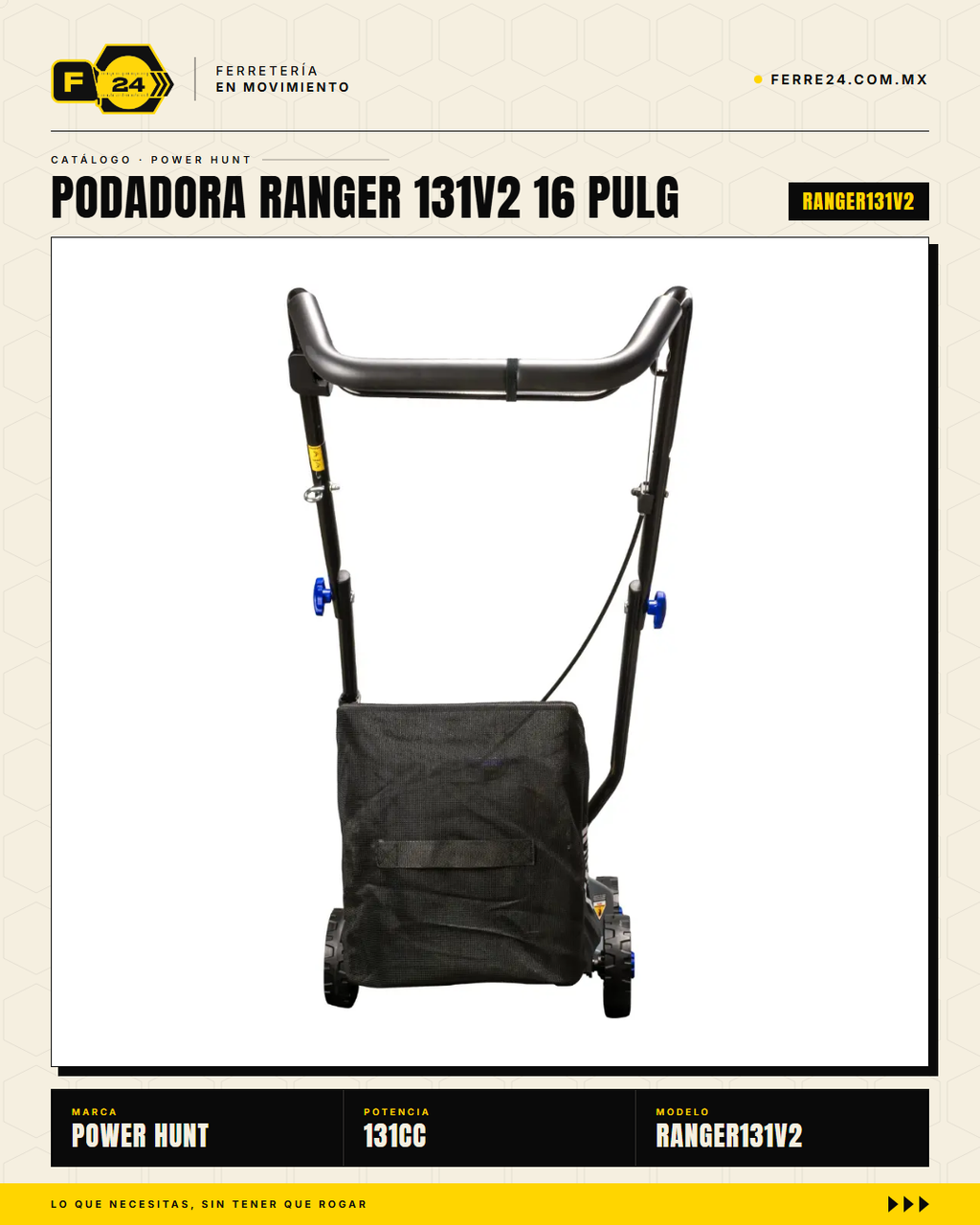 Podadora de Pasto 16" — 131 cc, Empuje Manual, Recolector de 35 L · sec_005