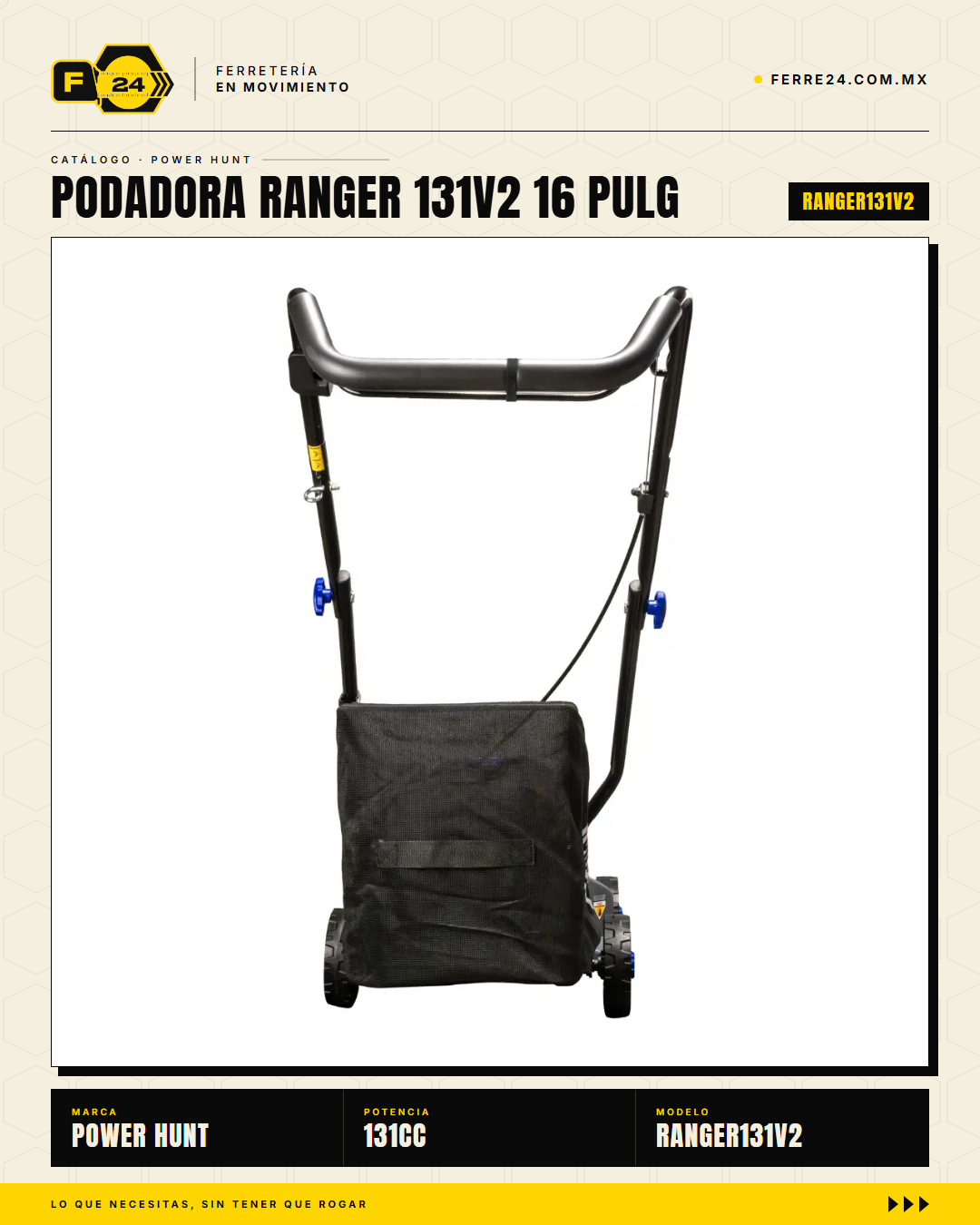 Podadora de Pasto 16" — 131 cc, Empuje Manual, Recolector de 35 L · sec_005