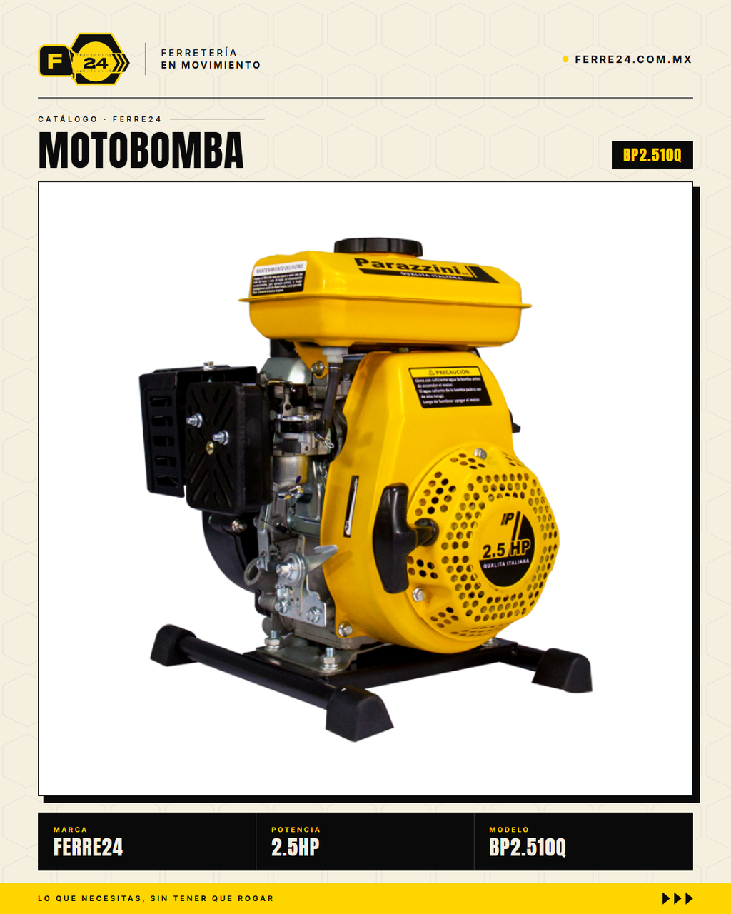 Motobomba para Químicos 2.5 HP — 1", Autocebante · sec_005