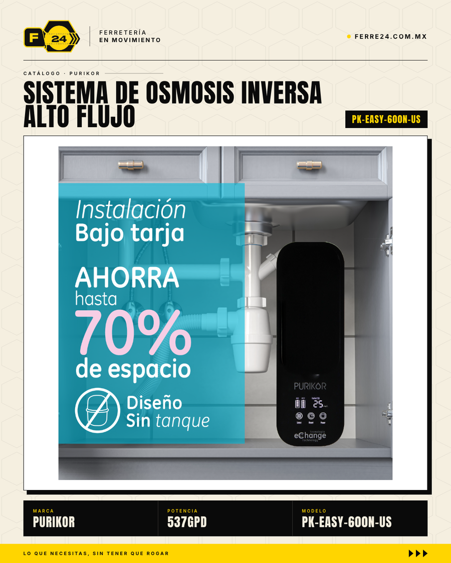 Sistema Ósmosis Inversa PURIKOR 537 GPD — 4 Etapas Sin Tanque · sec_005