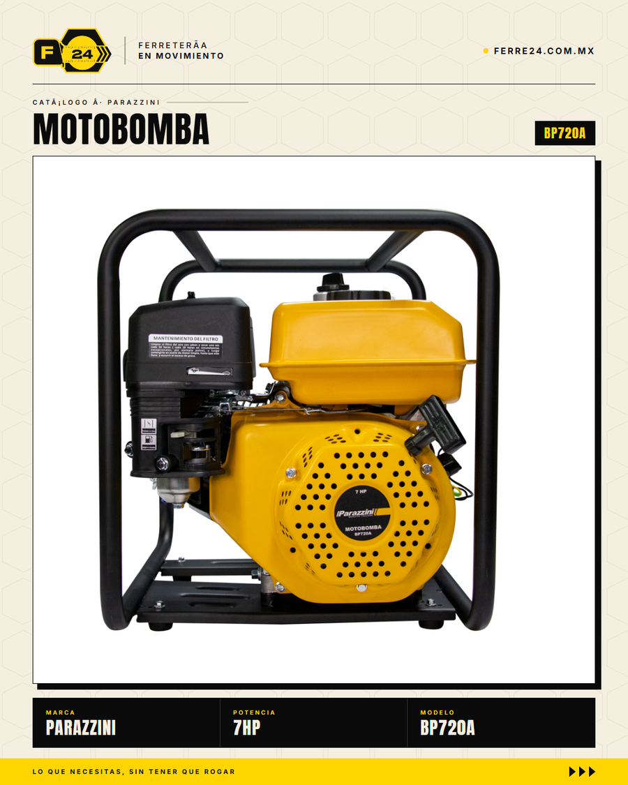 Motobomba Parazzini BP720A — 7 HP 2", 4 Tiempos OHV Gasolina · sec_005