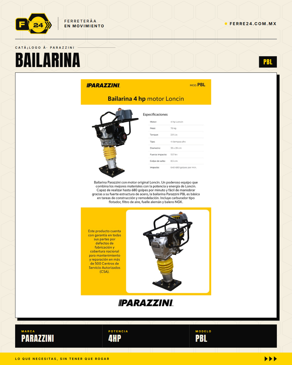 PBL — tanque 2.8L y arranque manual