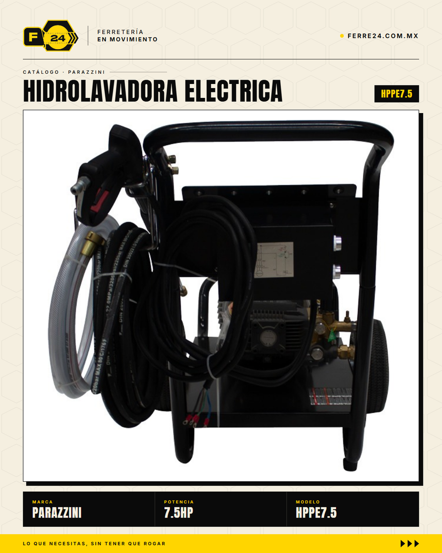 Hidrolavadora Industrial Trifásica 5.5 kW · 3,191 PSI Parazzini Pro · sec_006