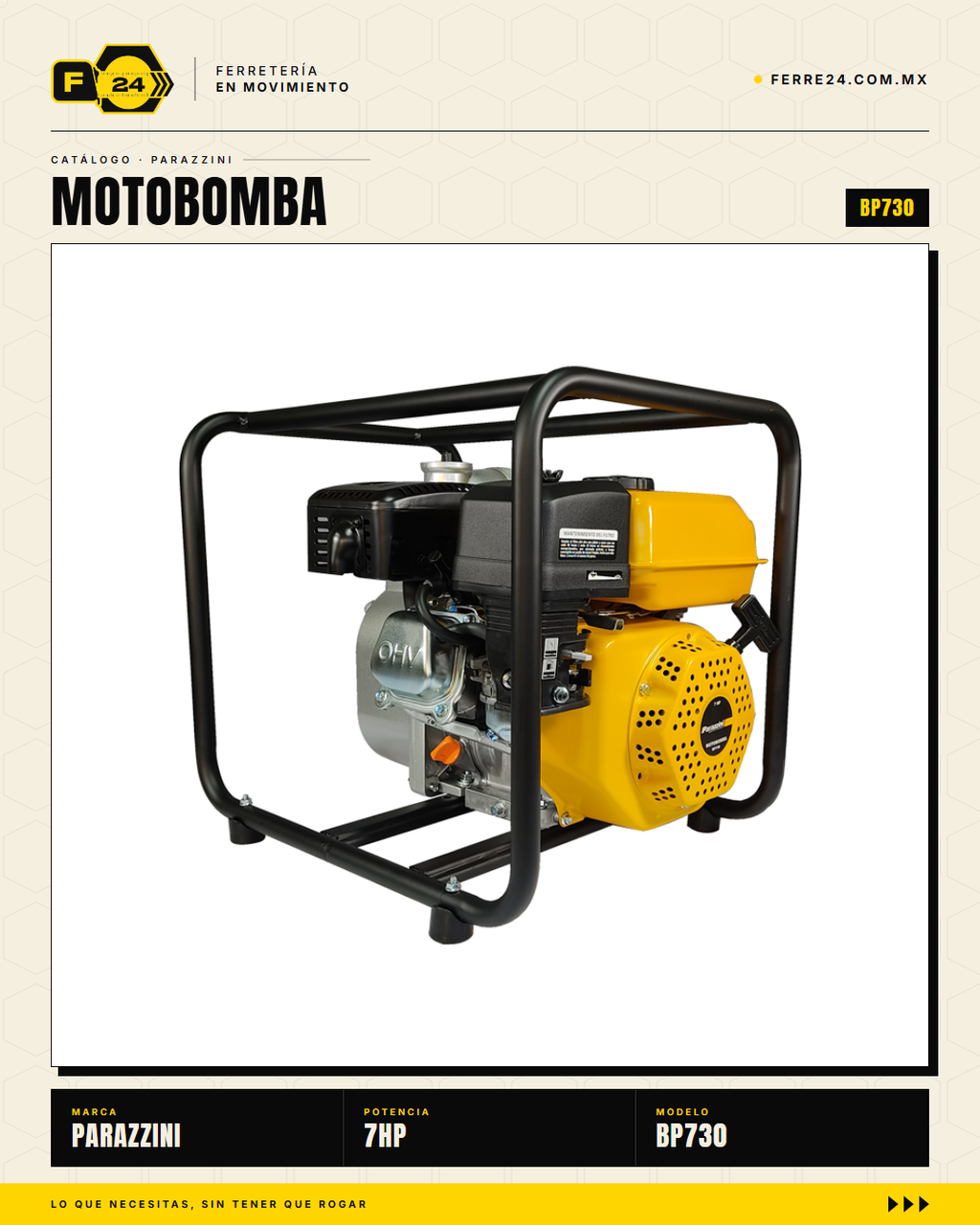 Motobomba Autocebante a Gasolina 7 HP 3" Parazzini BP730 · sec_006