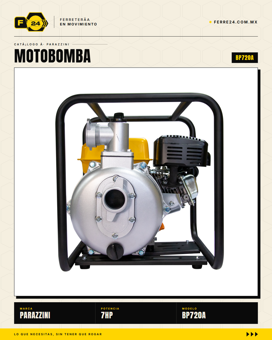 Motobomba Parazzini BP720A — 7 HP 2", 4 Tiempos OHV Gasolina · sec_006