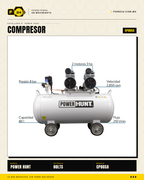 Compresor 80 L libre de aceite, doble conexión rápida. Aire limpio para pintura y neumática. Sin kit: tú usas tus accesorios. · sec_007