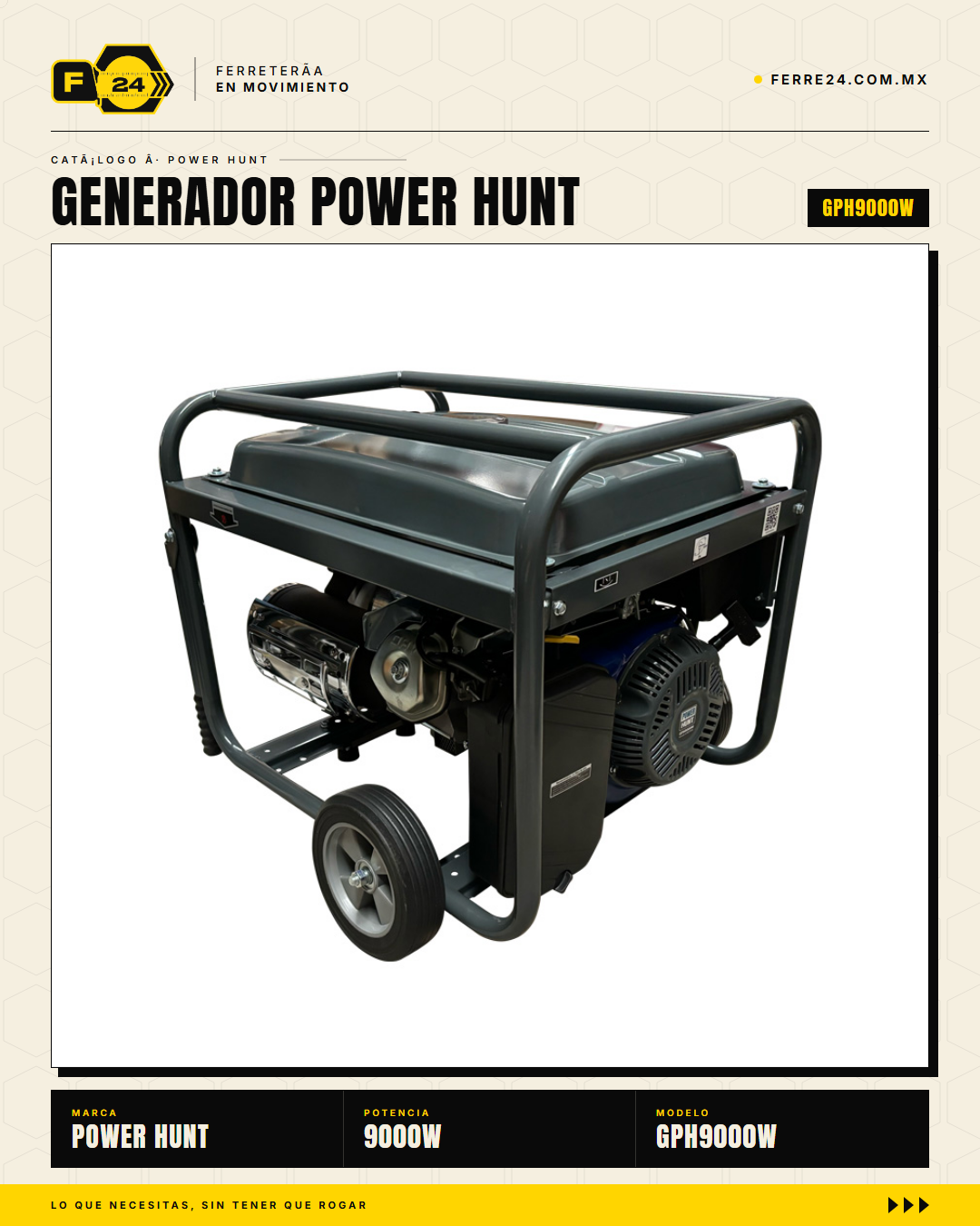 GPH9000W — uso en obra/campo sin electricidad