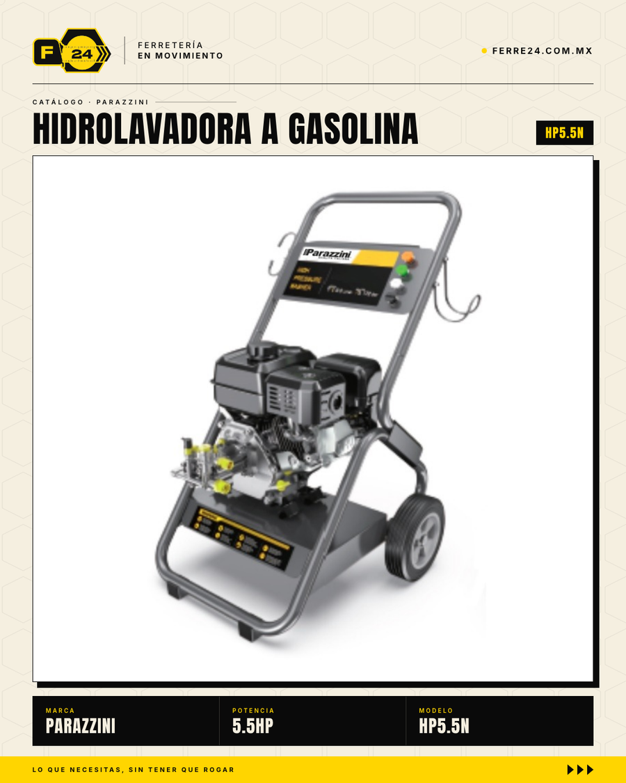 Hidrolavadora a Gasolina Parazzini HP5.5 — 2,200 PSI / 5.5 HP / 4 Tiempos · sec_007_bym_alt