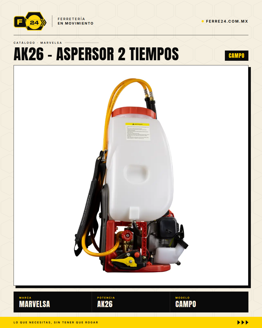 Aspersor Kawashima AK26 — Motor 2 Tiempos 26cc, Depósito 25 Litros · sec_007