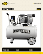 Compresor Power Hunt 50 L — Libre de Aceite, Doble Conexión Rápida · sec_008