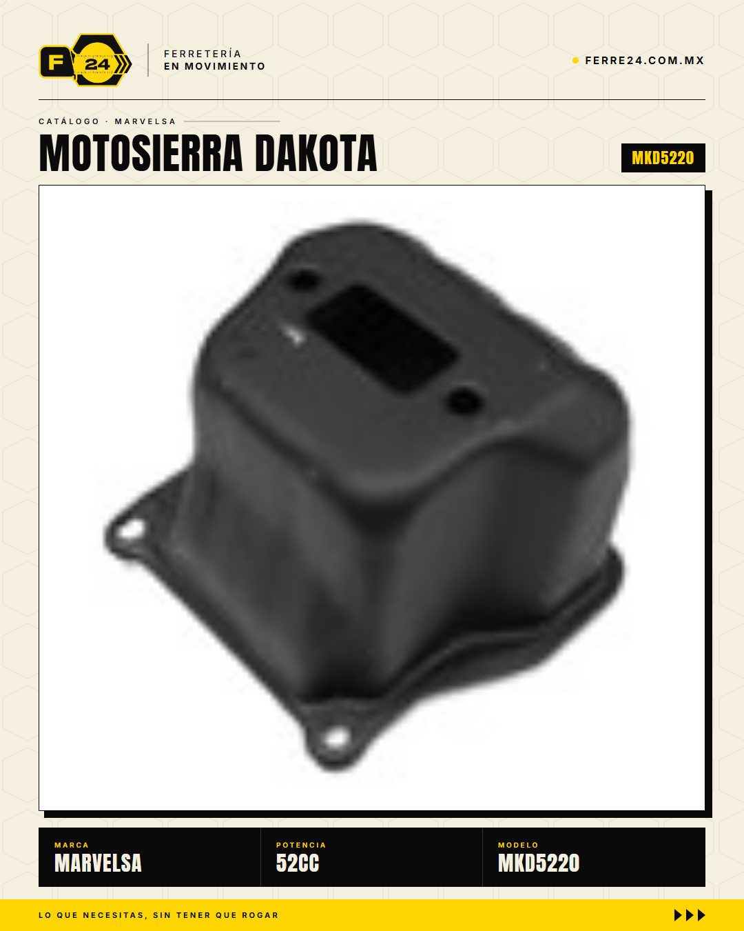 Motosierra Kawashima Dakota 52cc — Barra 20 Pulg. + Kit Completo · sec_008