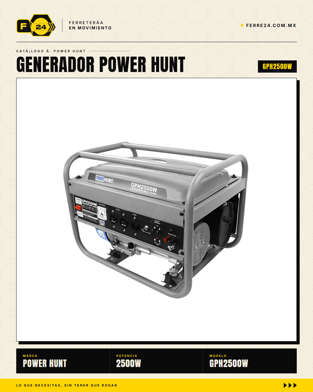 GPH2500W — panel de control detalle
