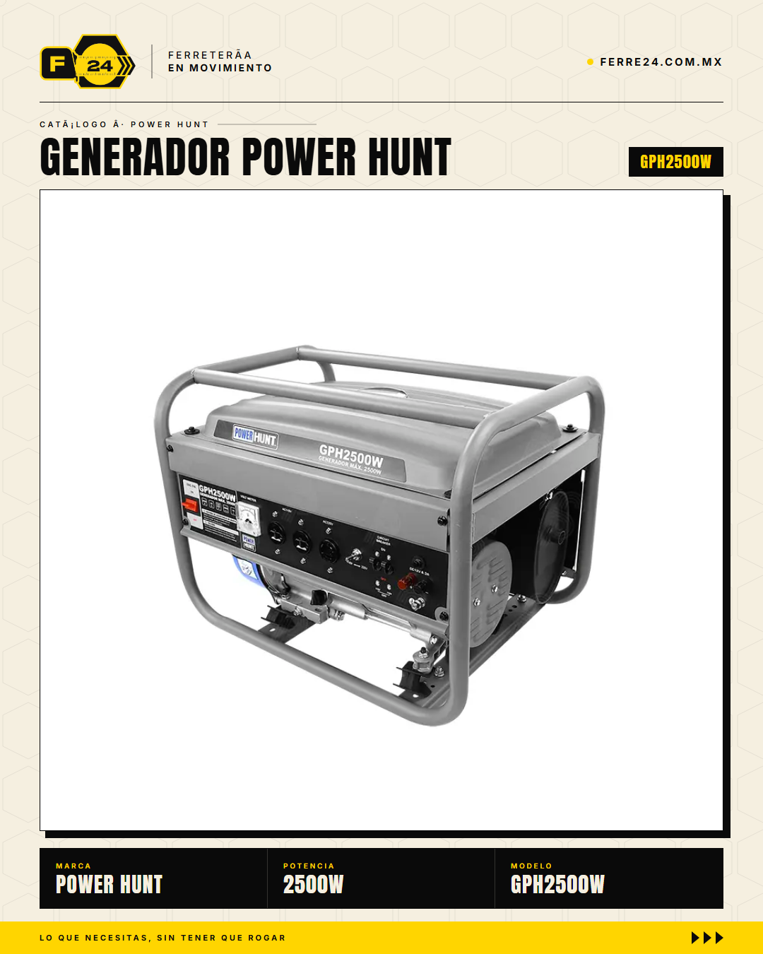 GPH2500W — panel de control detalle