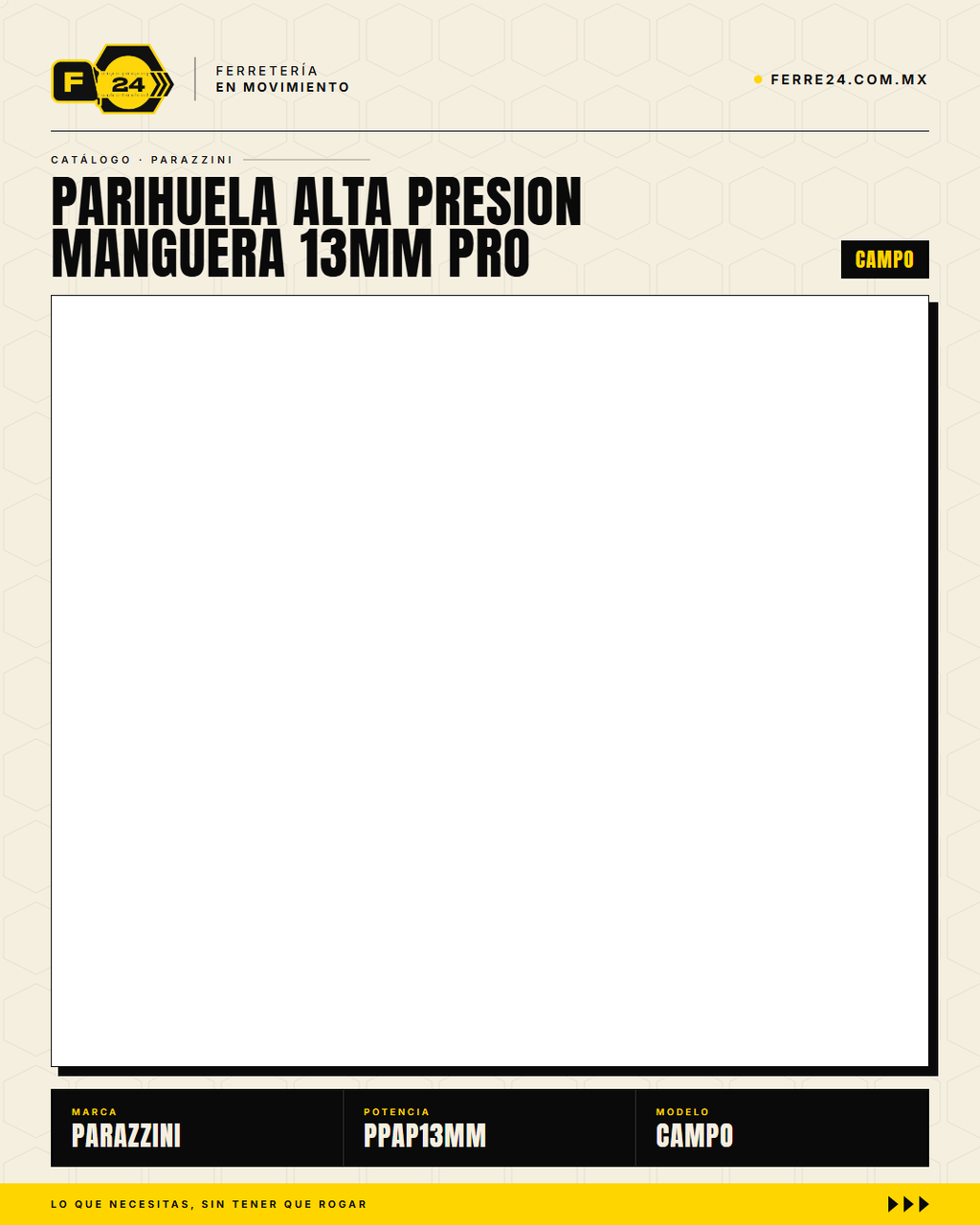 Parihuela Alta Presión Manguera 13 mm PRO — Fumigación Profesional en Grandes Extensiones · sec_012