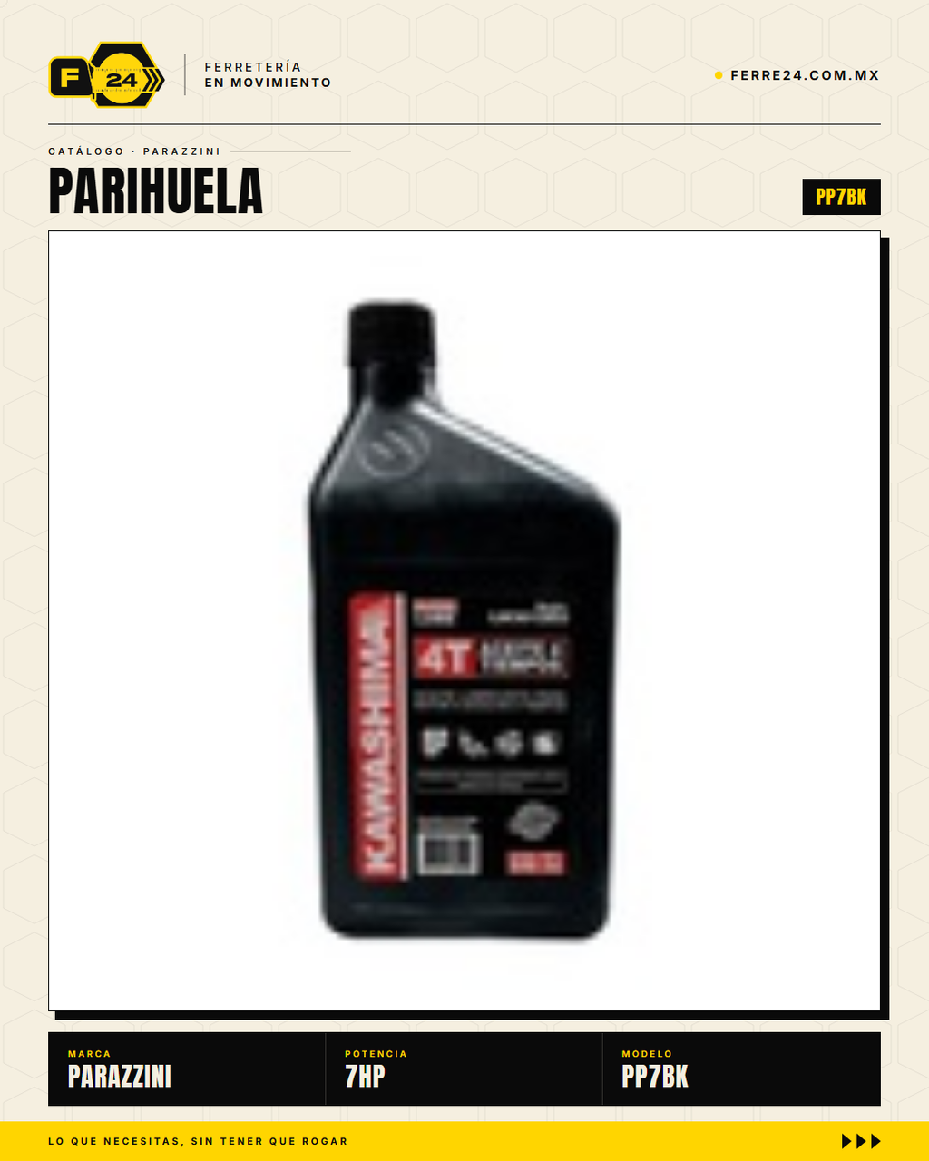 Kit Parihuela Parazzini 7 HP — Bomba Bronce + 100 m de Manguera · sec_013